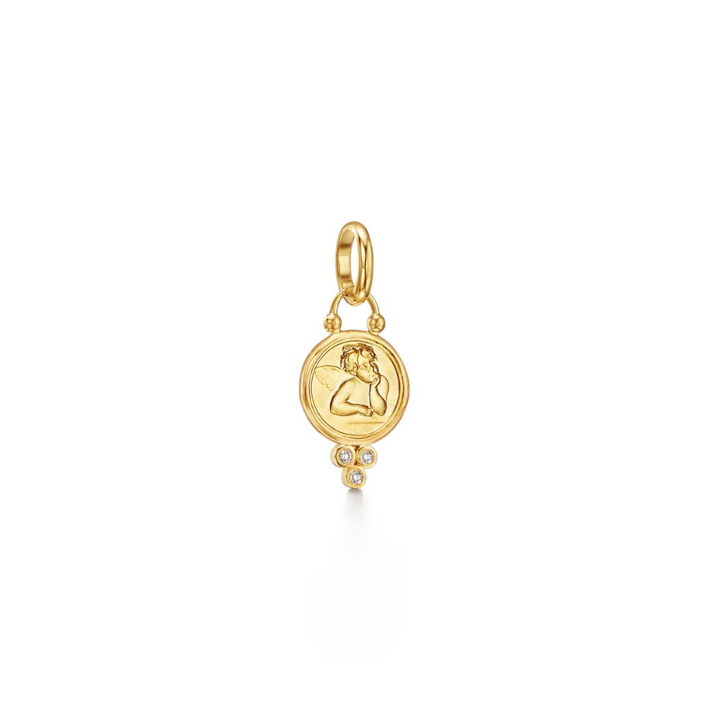 Temple St. Clair 18k Yellow Gold Small Diamond Angel Charm